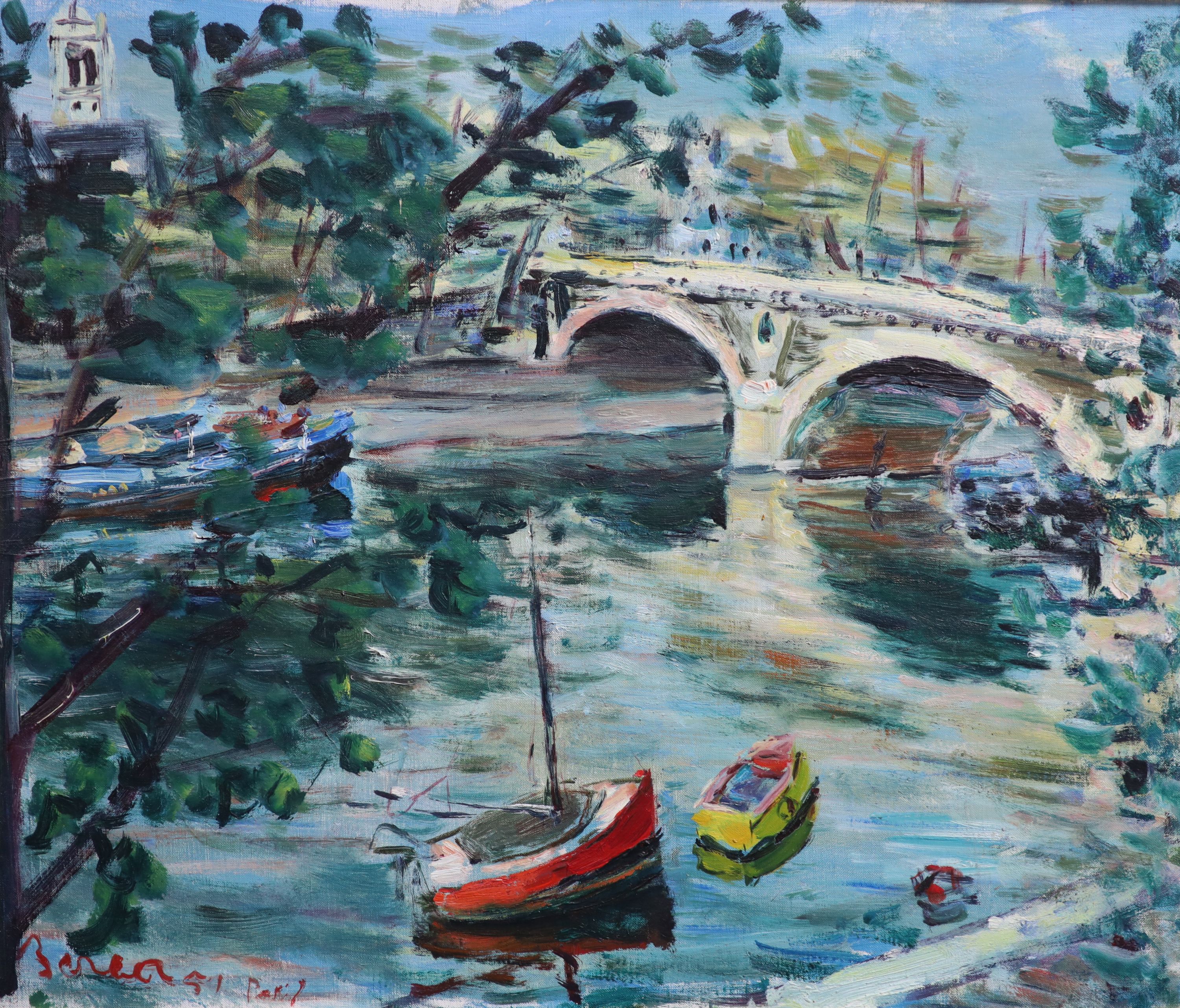 André Berea, Bridge over The Seine, oil on canvas, 38 x 54cm